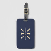 Étiquette À Bagage Logo K moderne Professionnel Monogramme Bleu foncé (Devant Vertical)