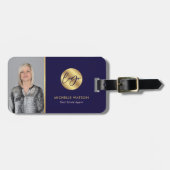 Étiquette À Bagage Logo Marine & Gold - Agent immobilier moderne Phot (Devant horizontal)