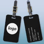 Étiquette À Bagage Logo minimaliste Black Business<br><div class="desc">Un logo simple pour votre entreprise. Remplacez le logo et les détails par le vôtre et changez la couleur arrière - plan dans l'outil de conception pour customiser. Idéal pour comme élément promotionnel à donner aux clients, aux clients et aux employés, ainsi que pour les voyages d'affaires et les foires...</div>