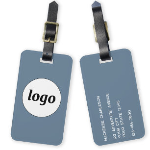Étiquette À Bagage Logo minimaliste Dusty Blue Business