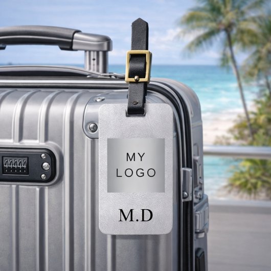 Étiquette À Bagage Logo monogramme de la société Silver