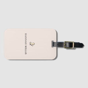 Étiquette À Bagage Logo Monogramme Personnalisé Moderne Rose Pâle Élé