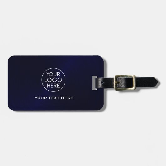 Étiquette À Bagage Logo personnalisé bleu marine (Devant horizontal)