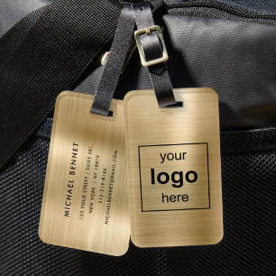 Étiquette À Bagage Logo Personnalisé Métal brossé Monogrammé Or