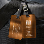 Étiquette À Bagage Logo Personnalisé Monogramme Cuivre Métal brossé B<br><div class="desc">Balise de bagage en métal brossé Brown en cuivre monogramme sur mesure. Personnalisez-le avec vos détails et le logo de votre entreprise.</div>