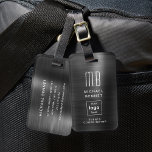 Étiquette À Bagage Logo Personnalisé Monogrammé Noir brossé Métal<br><div class="desc">Balise de bagage en métal brossé noir monogramme sur logo personnalisé. Personnalisez-le avec vos détails et le logo de votre entreprise.</div>