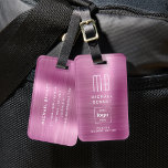 Étiquette À Bagage Logo Personnalisé Monogrammé Rose brossé Métal<br><div class="desc">Balise de bagage en métal brossé rose monogramme sur mesure. Personnalisez-le avec vos détails et le logo de votre entreprise.</div>