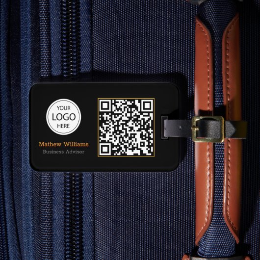 Étiquette À Bagage Logo professionnel QR Code, Moderne | Noir (Insitu Rectoal 4)