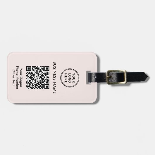 Étiquette À Bagage Logo professionnel QR Code rose (Devant horizontal)