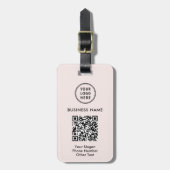 Étiquette À Bagage Logo professionnel QR Code rose (Devant Vertical)