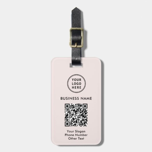 Étiquette À Bagage Logo professionnel QR Code rose (Devant Vertical)