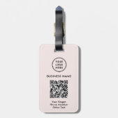 Étiquette À Bagage Logo professionnel QR Code rose (Dos Vertical)
