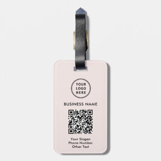 Étiquette À Bagage Logo professionnel QR Code rose (Dos Vertical)