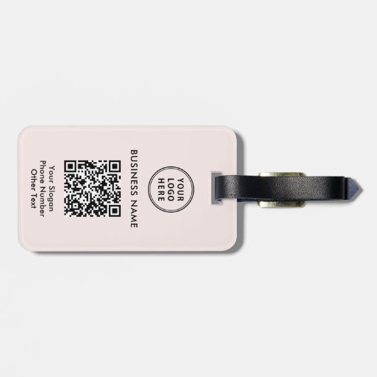 Étiquette À Bagage Logo professionnel QR Code rose (Dos horizontal)