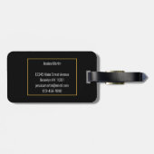 Étiquette À Bagage Logo professionnel simple en or et noir (Dos horizontal)