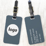 Étiquette À Bagage Logo Promotional Charcoal Gray Business Branding<br><div class="desc">Simple logo design for your business.  Replace the logo and details with your own and change the background color in the design tool to customize.  Ideal for as a promotional item to give to clients,  customers and employees,  and for business travel and trade shows.</div>