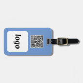 Étiquette À Bagage Logo QR Code Bleu Business Promotion (Devant horizontal)