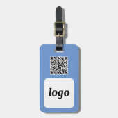 Étiquette À Bagage Logo QR Code Bleu Business Promotion (Devant Vertical)