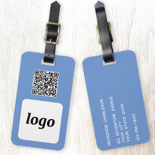 Étiquette À Bagage Logo QR Code Bleu Business Promotion
