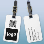 Étiquette À Bagage Logo QR Code Entreprise Promotion<br><div class="desc">Logo simple et conception de code QR pour votre entreprise. Remplacez le logo, l'URL de destination du code QR et les coordonnées du nom et de l'adresse par les vôtres - ou laissez le dos vide. Modifiez la couleur arrière - plan de l'outil de conception pour customiser. Idéal pour comme...</div>