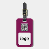 Étiquette À Bagage Logo QR Code Magenta PInk Business Promotional (Devant Vertical)