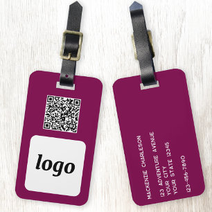 Étiquette À Bagage Logo QR Code Magenta PInk Business Promotional