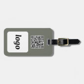 Étiquette À Bagage Logo QR Code Sage Green Business Promotion (Devant horizontal)