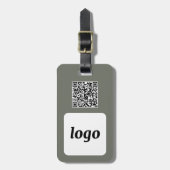 Étiquette À Bagage Logo QR Code Sage Green Business Promotion (Devant Vertical)