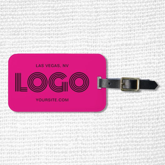 Étiquette À Bagage Logo rectangulaire moderne rose chaud et noir