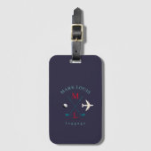 Étiquette À Bagage Logo Stylo Golfer Travel Monogram Indigo-Blue (Devant Vertical)