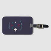 Étiquette À Bagage Logo Stylo Golfer Travel Monogram Indigo-Blue (Devant Horizontal)