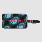 Étiquette À Bagage Loin des Galaxies Spirales Vertes dans l'espace (Devant Horizontal)