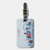 Étiquette À Bagage Londres, Angleterre horizon rouge, blanc et bleu (Devant Vertical)