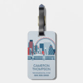 Étiquette À Bagage Londres, Angleterre horizon rouge, blanc et bleu (Dos Vertical)