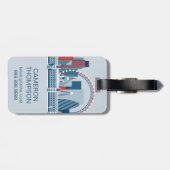 Étiquette À Bagage Londres, Angleterre horizon rouge, blanc et bleu (Dos horizontal)