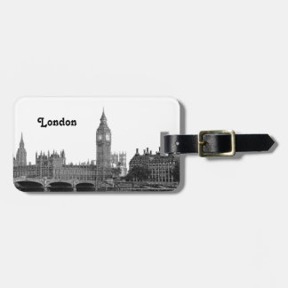 Étiquette À Bagage Londres Angleterre Royaume-Uni Skyline Etché