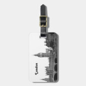 Étiquette À Bagage Londres Angleterre Royaume-Uni Skyline Etché (Devant Vertical)