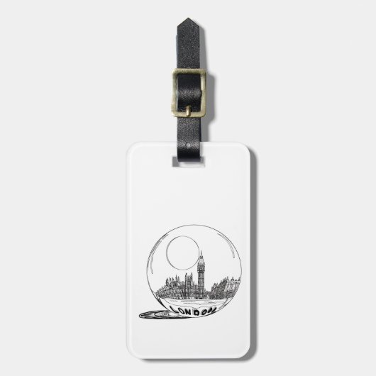 Étiquette À Bagage Londres dans une boule de verre. (Devant Vertical)