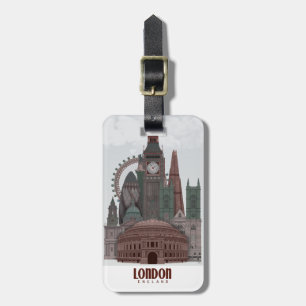 Étiquette À Bagage Londres en nuages rouges et verts