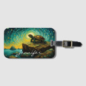 Étiquette À Bagage Lonely Turtle pense à vous nom (Devant Horizontal)