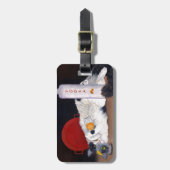 Étiquette À Bagage LongHaired TuxedoCat avec Vodka Tonic Bar Art. (Devant Vertical)