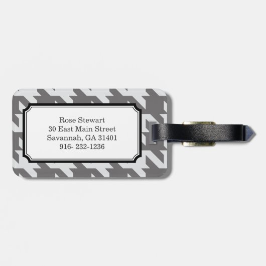 Étiquette À Bagage Longueur grise moderne en gras avec monogramme (Dos horizontal)