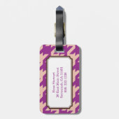 Étiquette À Bagage Longueur moderne violet gras avec monogramme (Dos Vertical)