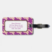 Étiquette À Bagage Longueur moderne violet gras avec monogramme (Dos horizontal)