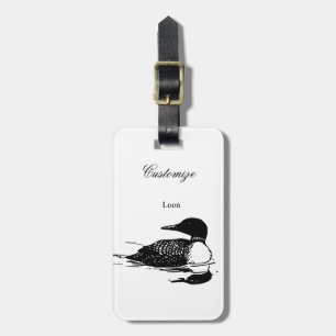 Étiquette À Bagage Loon Swimming Bird Art Thunder_Cove