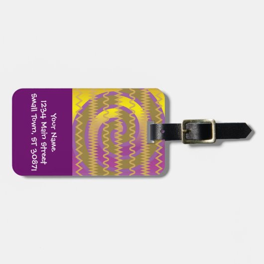 Étiquette À Bagage L'or pourpre tourbillonne motif de Chevron de (Devant horizontal)