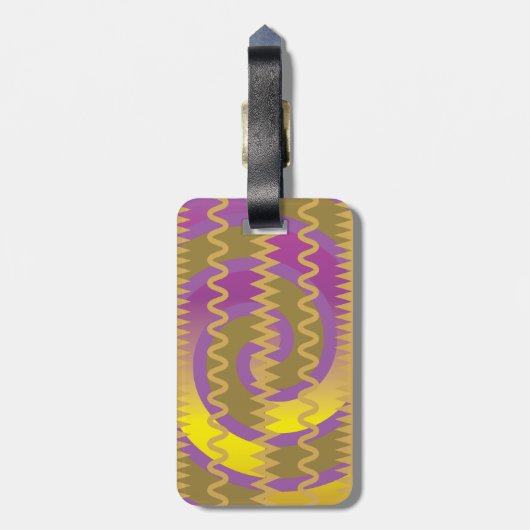 Étiquette À Bagage L'or pourpre tourbillonne motif de Chevron de (Dos Vertical)