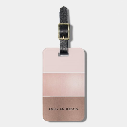 ÉTIQUETTE À BAGAGE L'OR ROSE DE DOUX ÉLÉGANT ROUGISSENT LES BANDES DE (Devant Vertical)