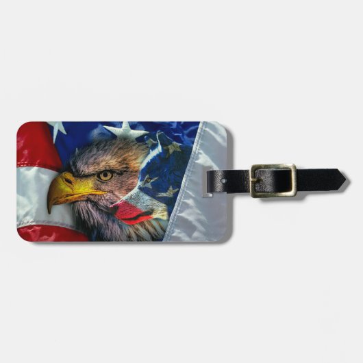 Étiquette À Bagage Loup d'aigle patriotique américain (Devant horizontal)