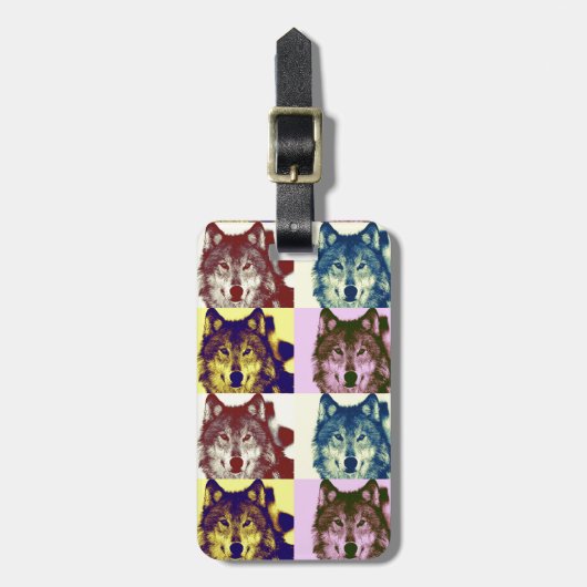 Étiquette À Bagage Loup d'art pop (Devant Vertical)